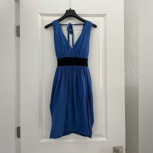Blue and black cotton dress with pockets.  Size S - dress up or dress down